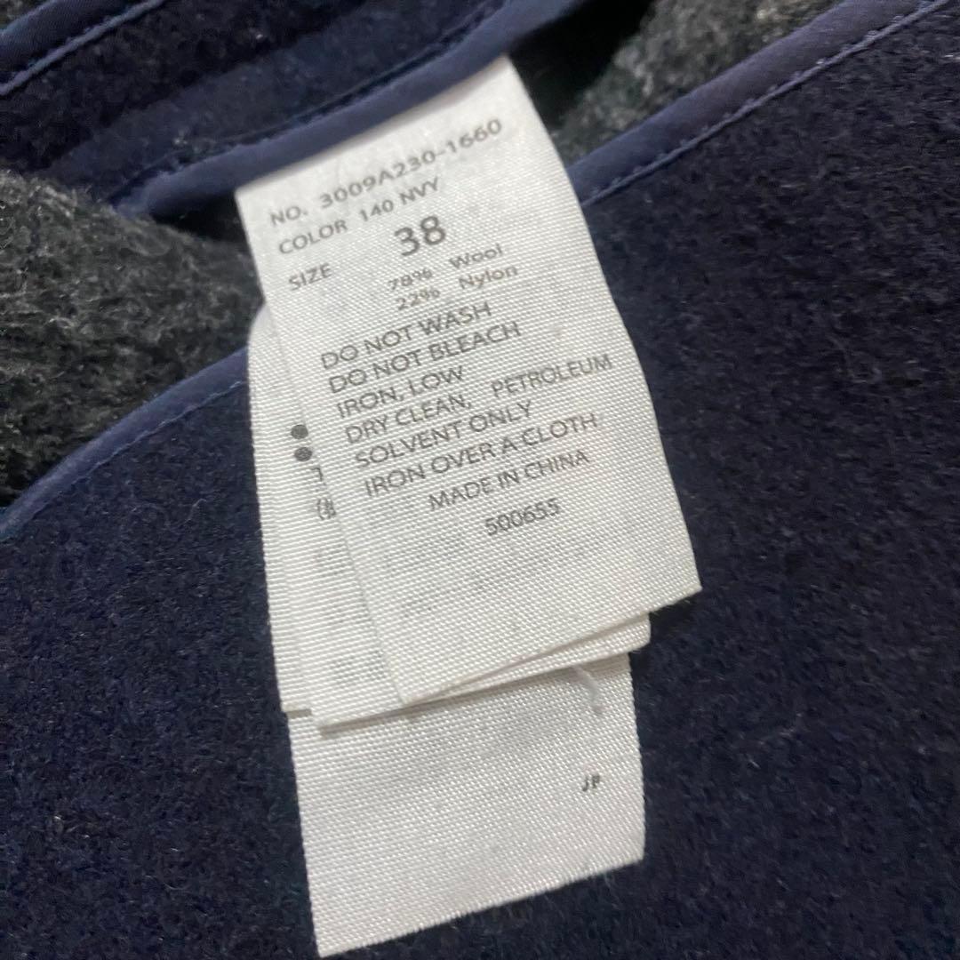 ENFOLD ウールリバー ノーカラーコート ネイビー 38 着丈122cm