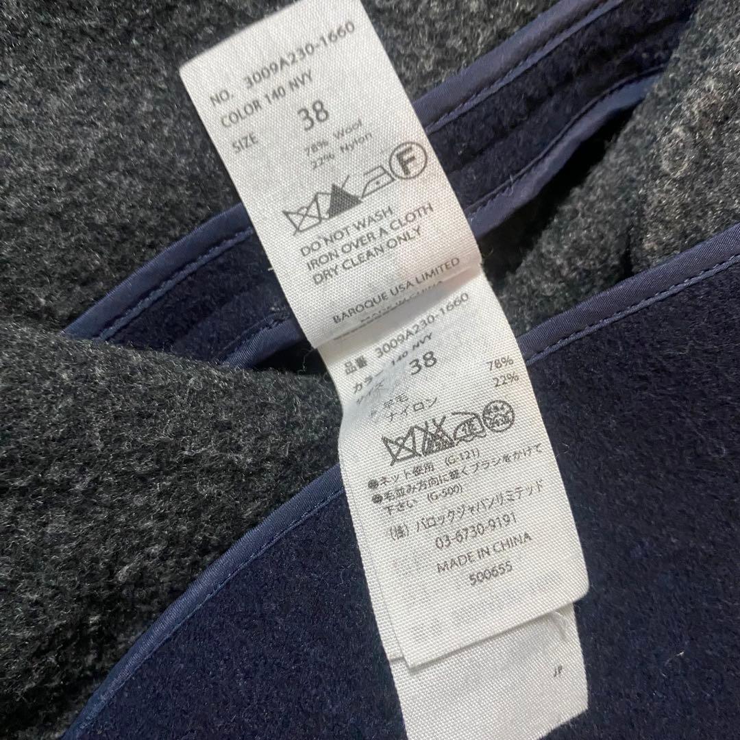 ENFOLD ウールリバー ノーカラーコート ネイビー 38 着丈122cm