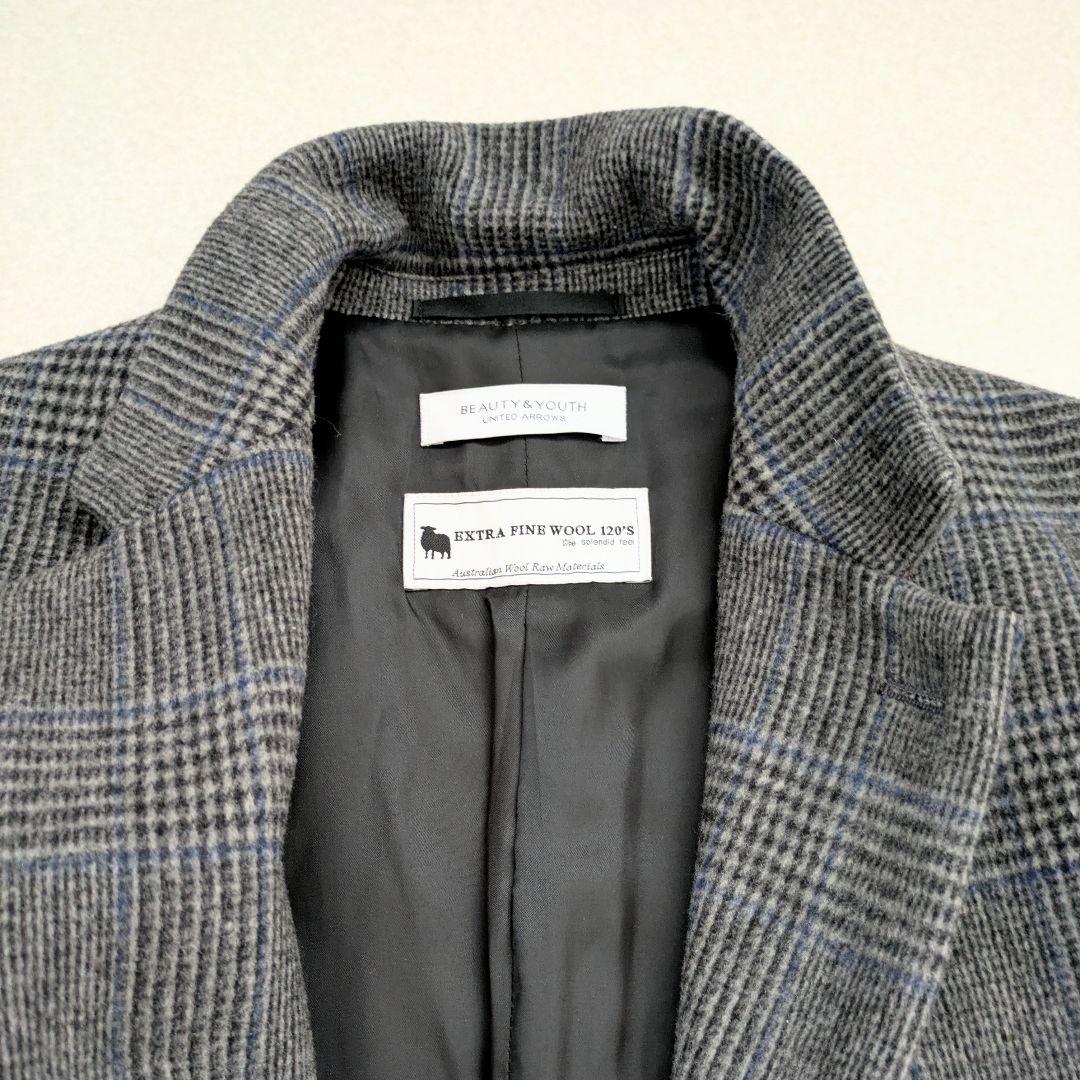 未使用級 B＆Yユナイテッドアローズ メルトンコート オーバーチェック　Ｌ