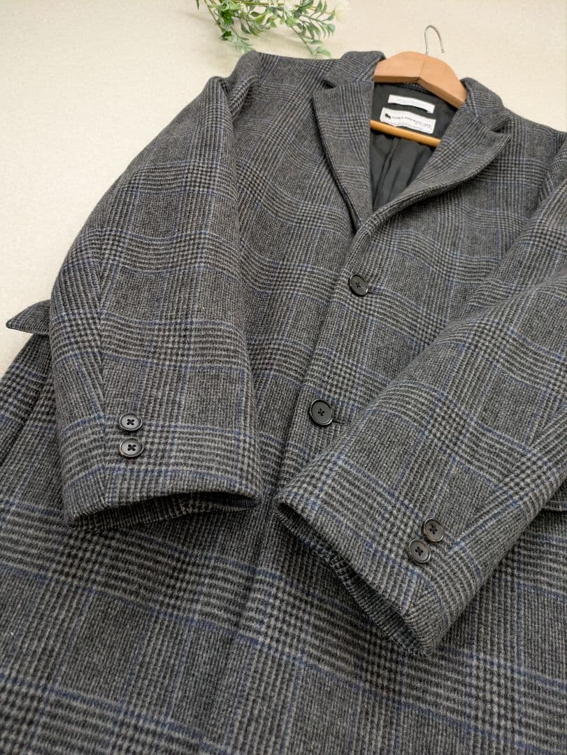 未使用級 B＆Yユナイテッドアローズ メルトンコート オーバーチェック　Ｌ