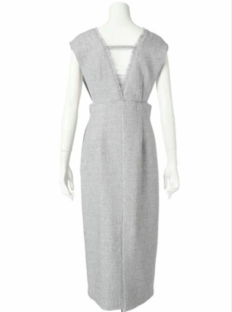 アプワイザーリッシェのラップツイードジャンスカ　ライトグレーＭ