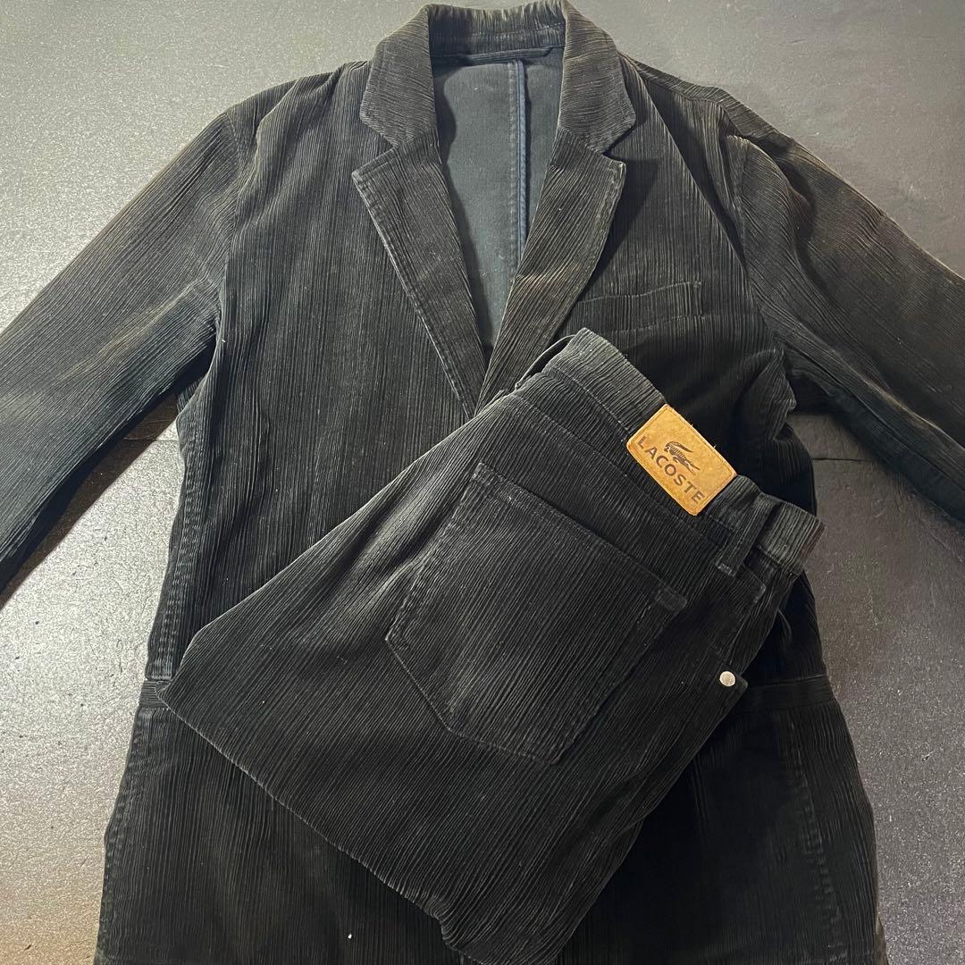 LACOSTE ブラック コーデュロイジャケットパンツ　セットアップ