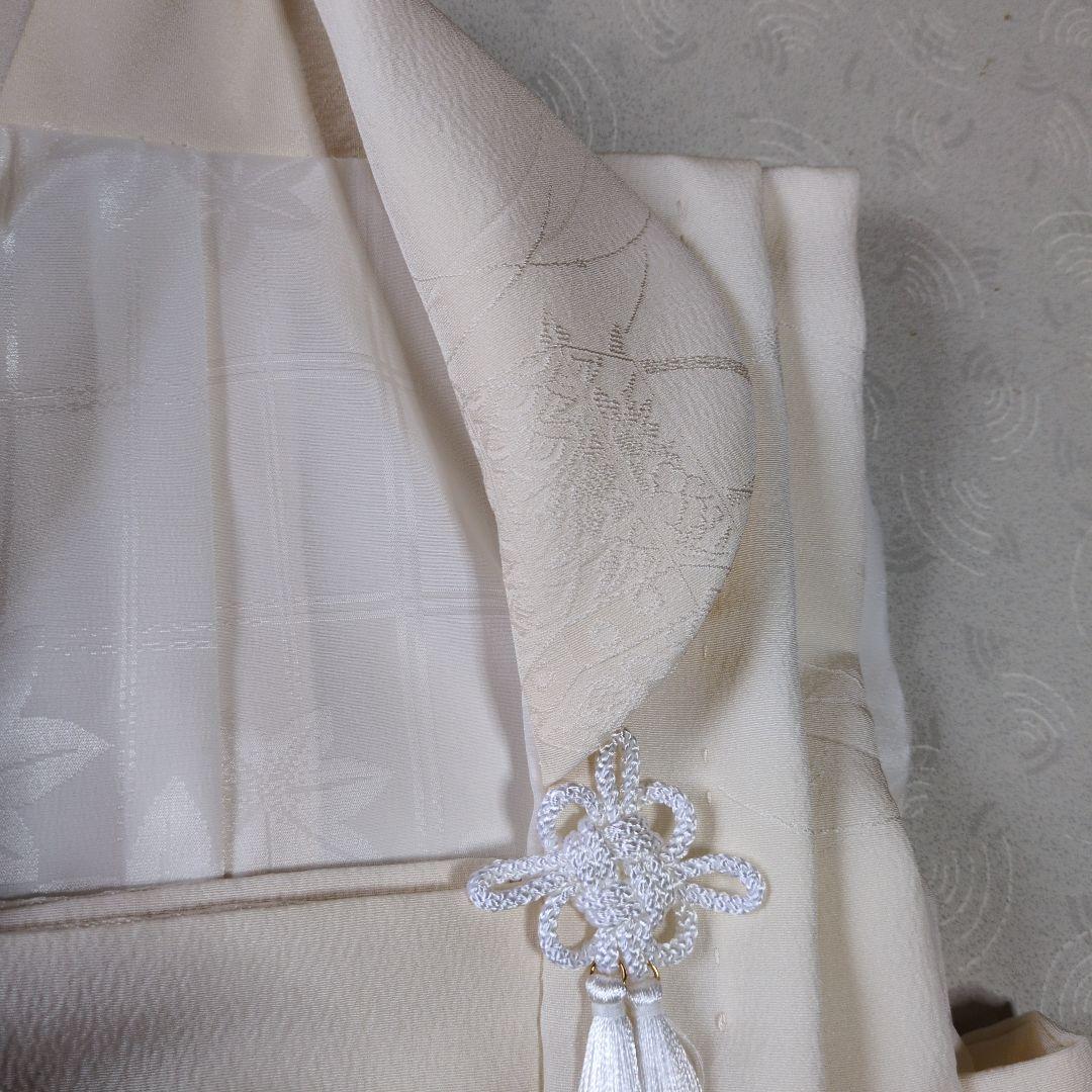 七五三３歳正絹縮緬柄入りの被布(新品）ミルキーホワイト色