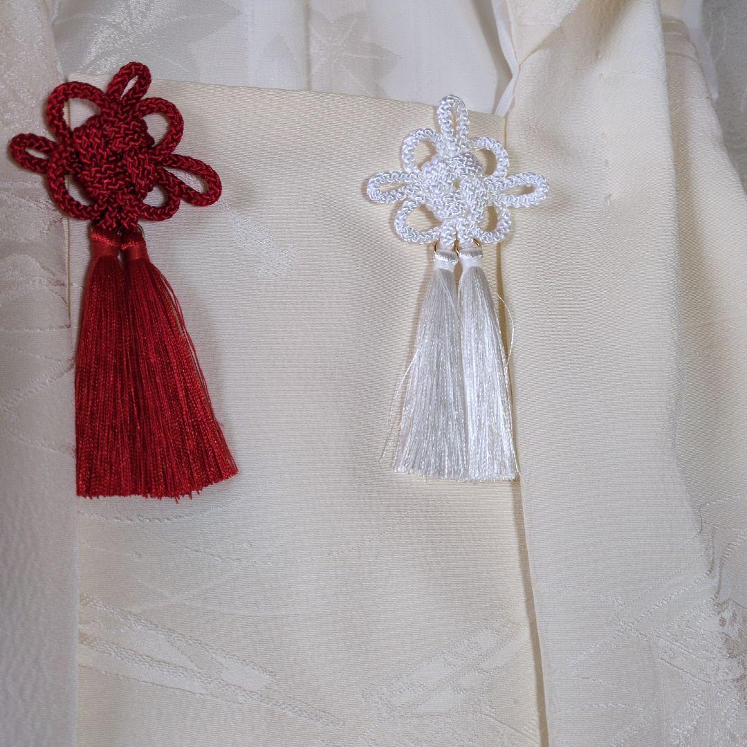 七五三３歳正絹縮緬柄入りの被布(新品）ミルキーホワイト色