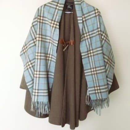 希少／バーバリーBurberry／ポンチョ／ケープコート／ノバチェック／3way