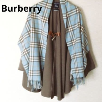 希少／バーバリーBurberry／ポンチョ／ケープコート／ノバチェック／3way