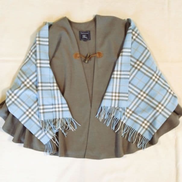 希少／バーバリーBurberry／ポンチョ／ケープコート／ノバチェック／3way