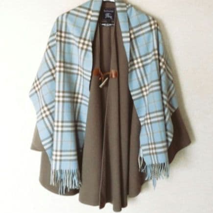 希少／バーバリーBurberry／ポンチョ／ケープコート／ノバチェック／3way