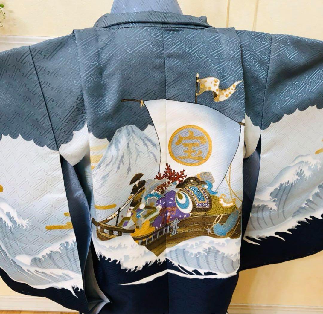 七五三五歳‼️素敵薄水色上品‼️縞袴とも似合ってまし