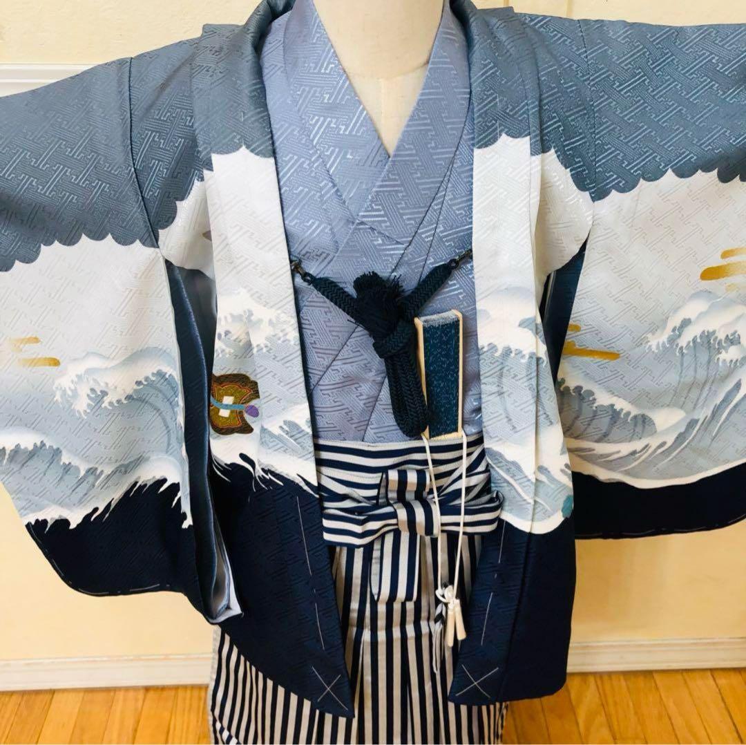 七五三五歳‼️素敵薄水色上品‼️縞袴とも似合ってまし