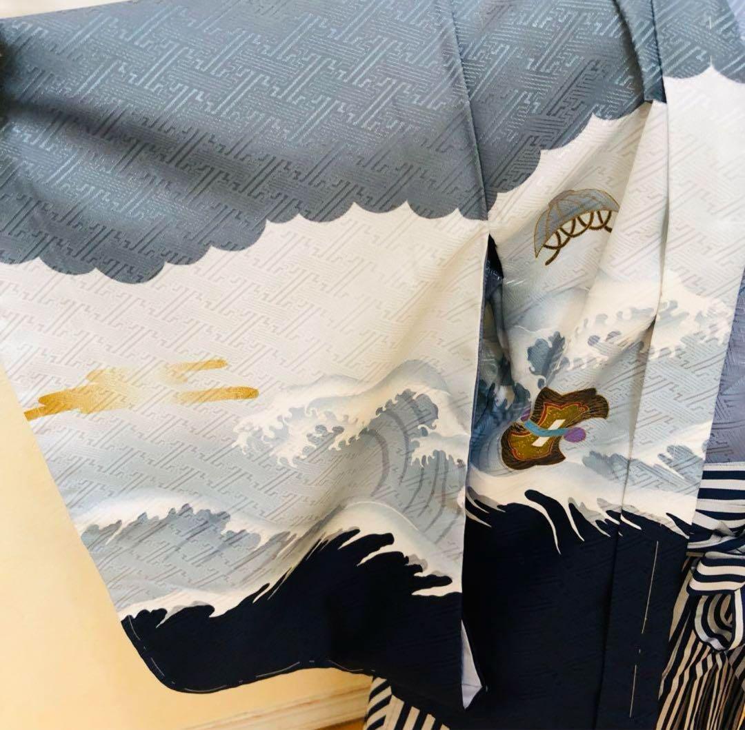 七五三五歳‼️素敵薄水色上品‼️縞袴とも似合ってまし