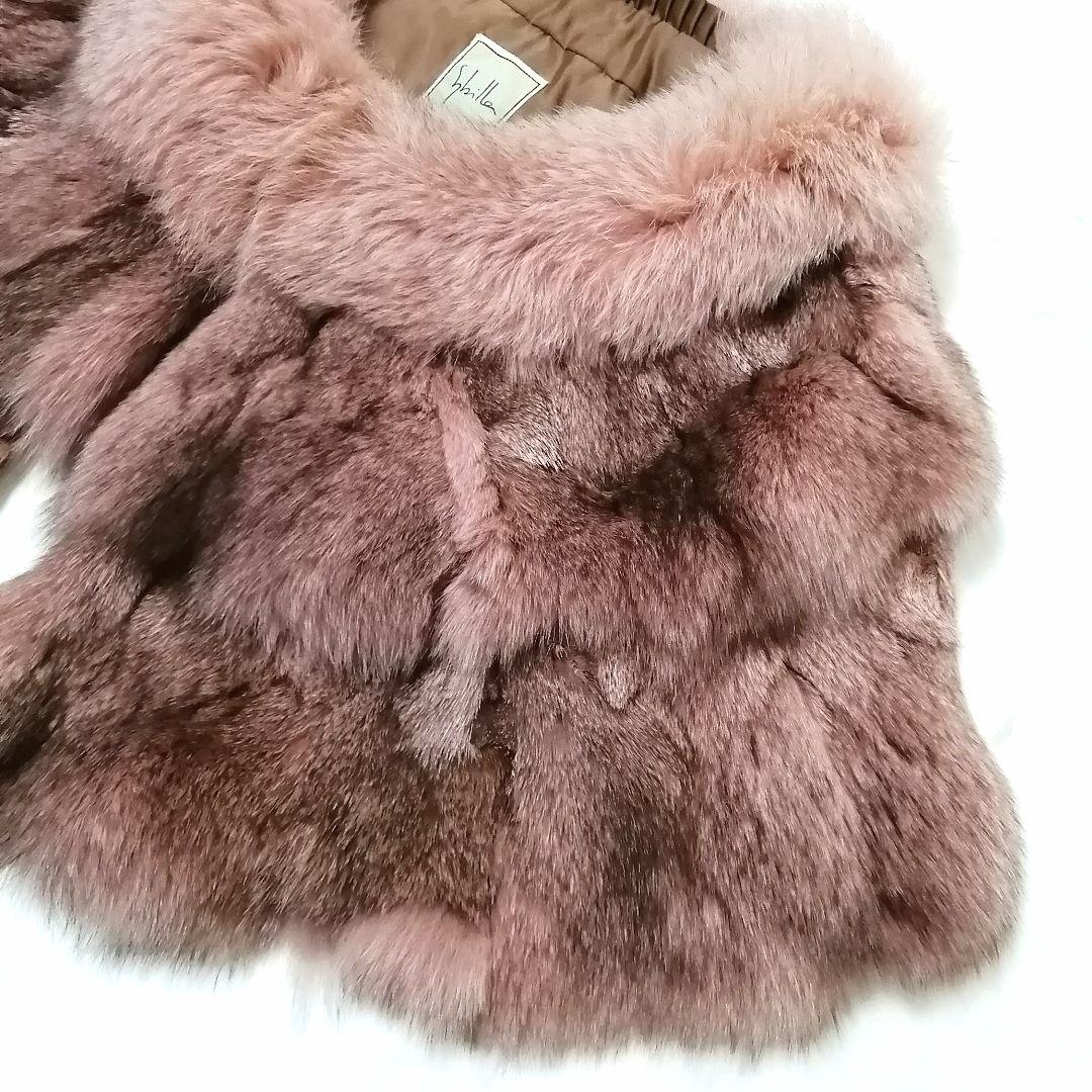 極美品✨ シビラ　フォックス　毛皮　ケープ　ショール　ピンク　リアルファー　希少