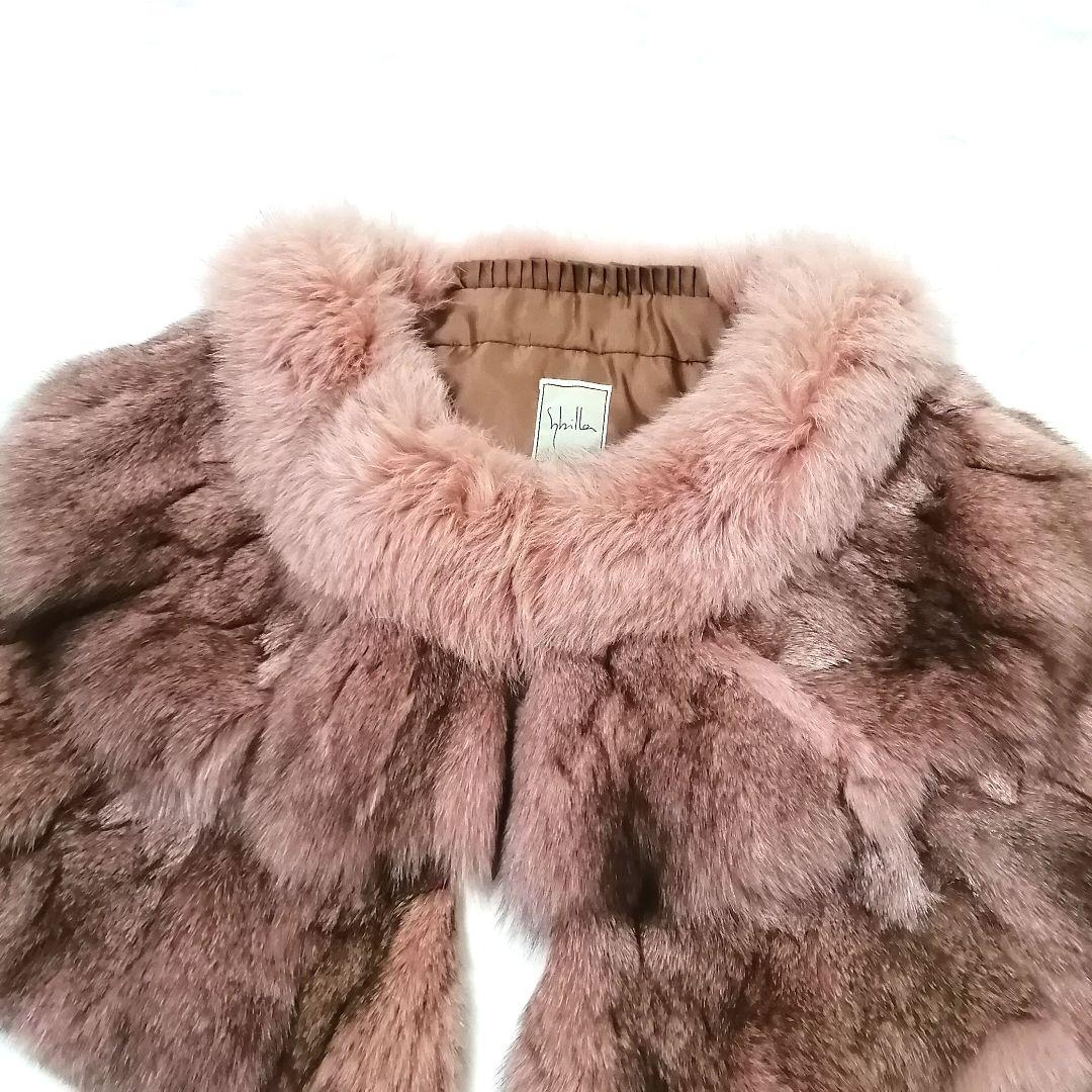 極美品✨ シビラ　フォックス　毛皮　ケープ　ショール　ピンク　リアルファー　希少
