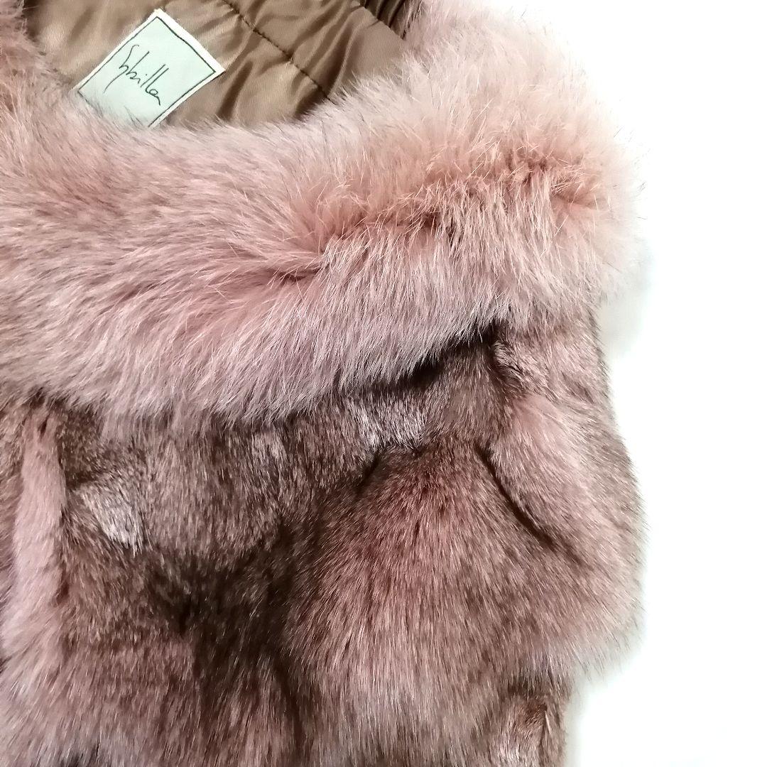 極美品✨ シビラ　フォックス　毛皮　ケープ　ショール　ピンク　リアルファー　希少