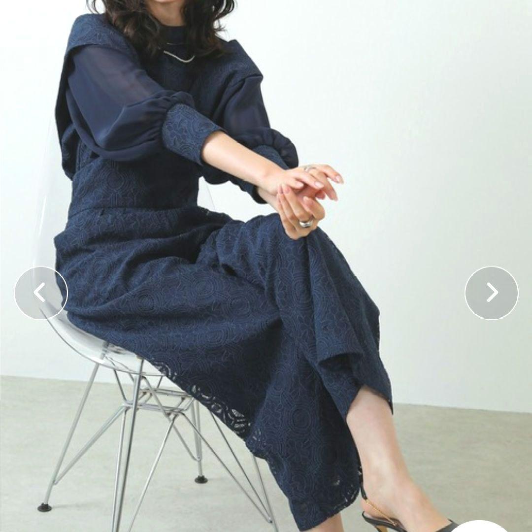 【kana】 2点セット 幾何学柄レース パンツドレス 結婚式 niana M