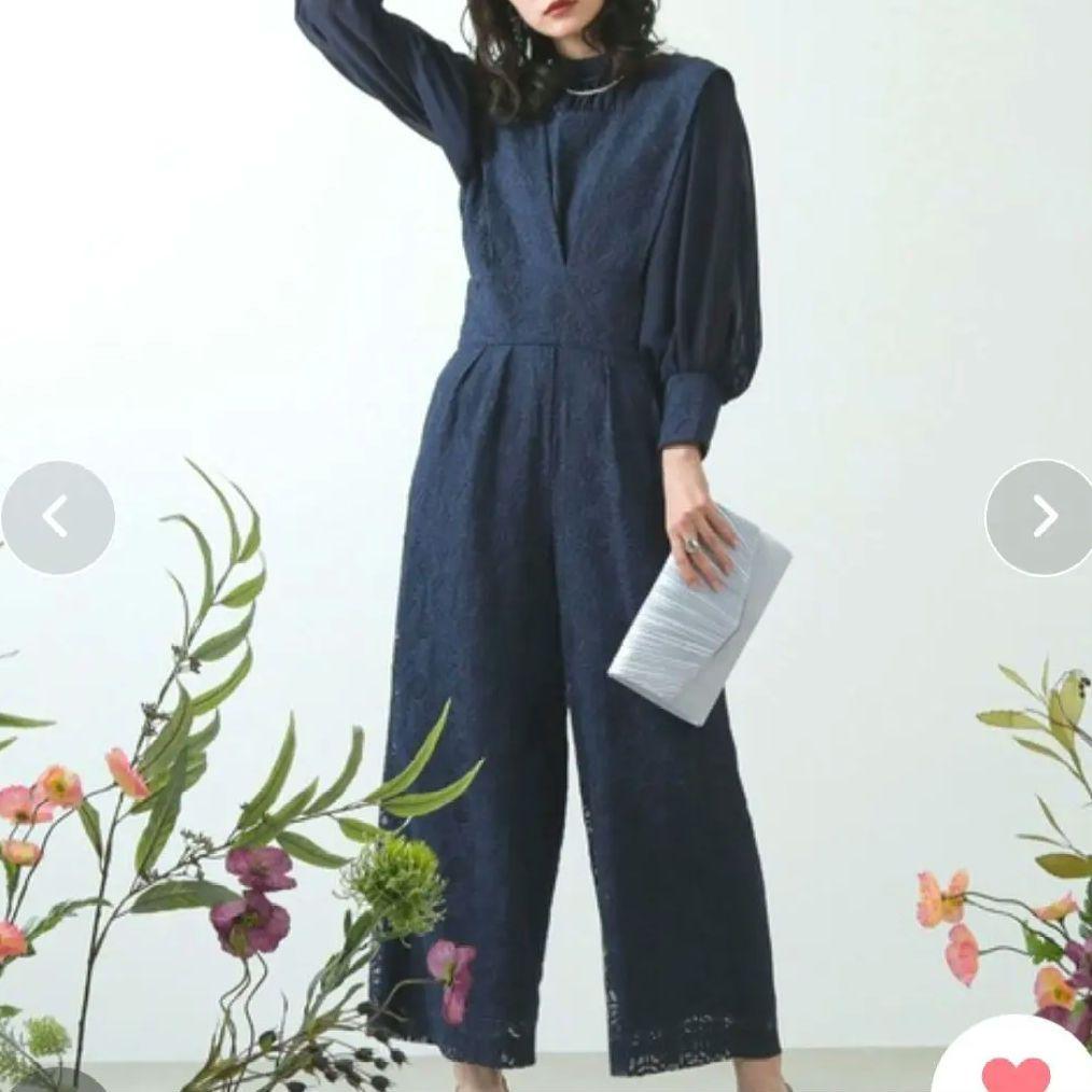 【kana】 2点セット 幾何学柄レース パンツドレス 結婚式 niana M