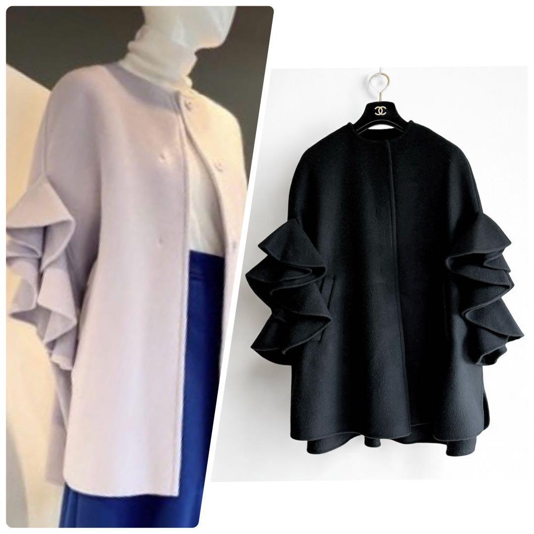 【BARNEYS NEW YORK】定価10万　高級ウール　フリルケープコート