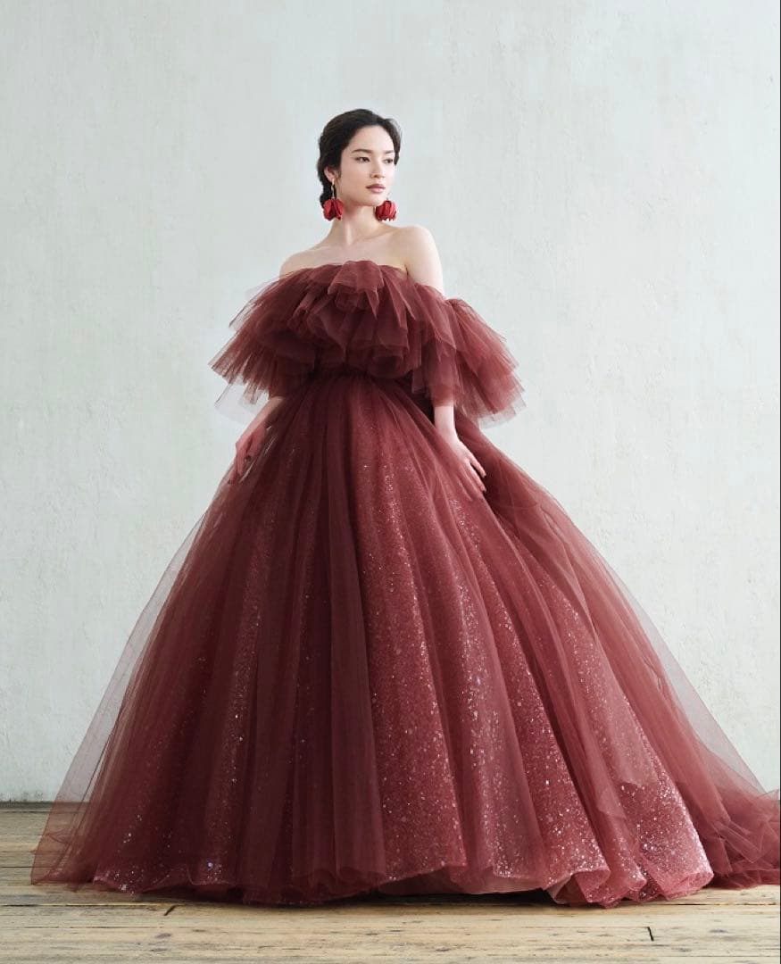 【お値下げ】ハツコエンドウ ルナ風(cocoa)カラードレス、ウェディングベール