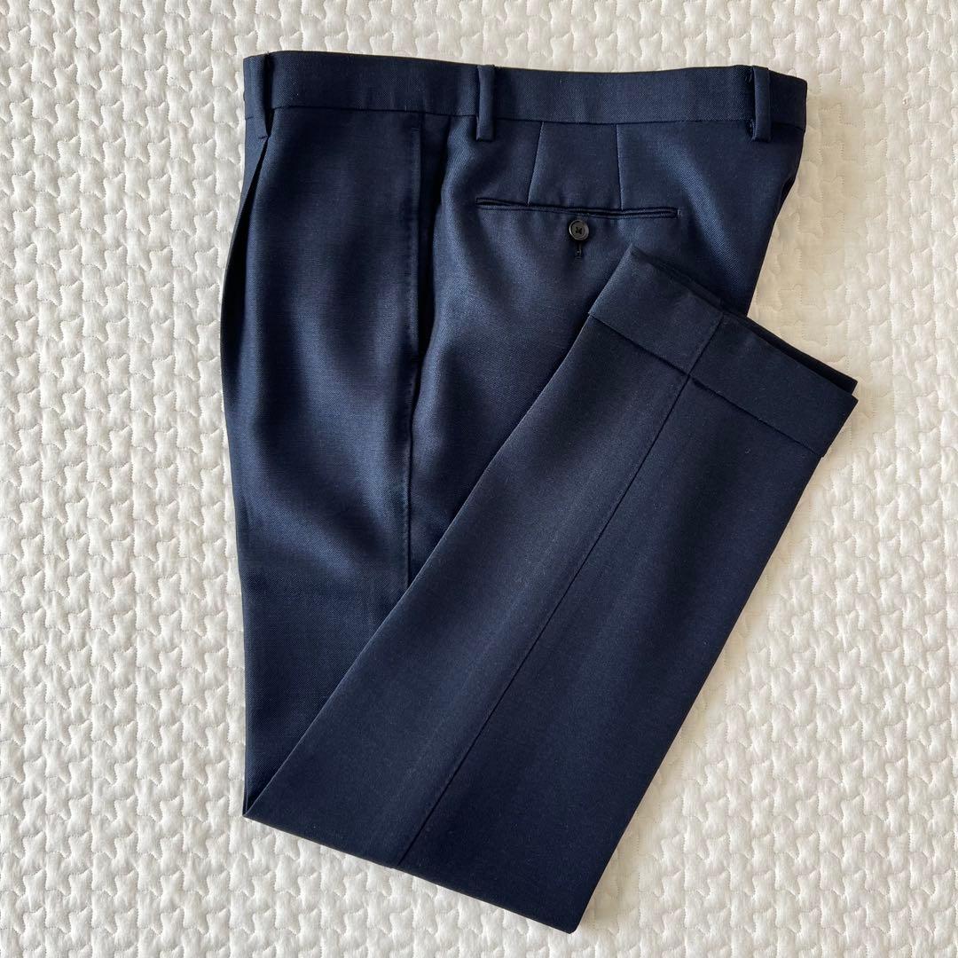 【39】ブリッラペルイルグストネイビーソリッドスーツドーメル生地モヘア