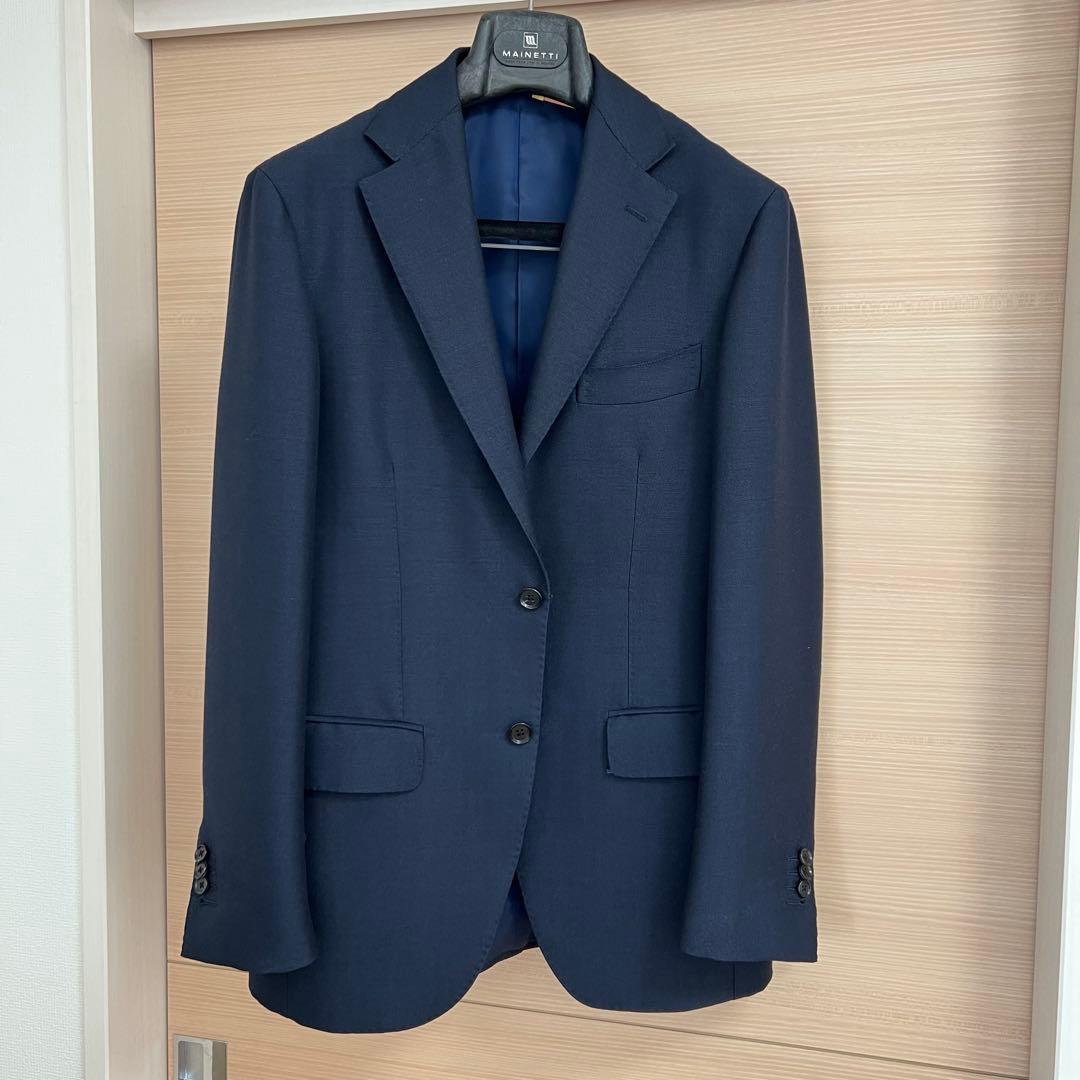 【39】ブリッラペルイルグストネイビーソリッドスーツドーメル生地モヘア