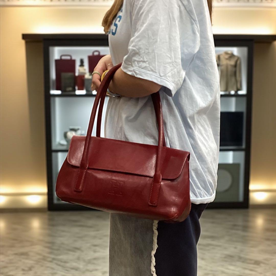 【HIROFU】レッド★レザーバッグ★保存袋【ヒロフ】