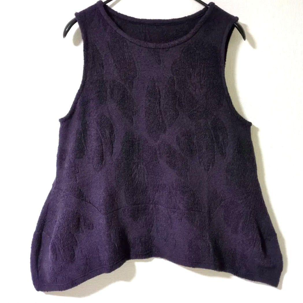 【美品】センソユニコ・慈雨/パープル ノースリーブ チュニック.ベスト