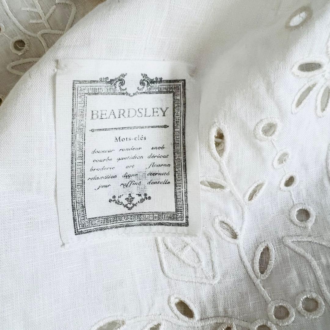 25ss 新品タグ付き ビアズリー 白 パネル刺繍リネンポンチョ 麻100%