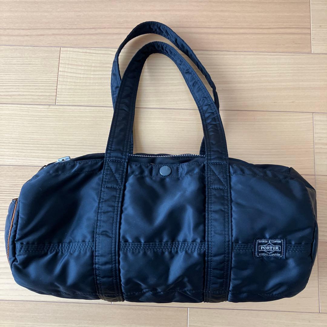 美品　PORTER ポーター ミニボストン ドラムバッグ ブラック　タンカー