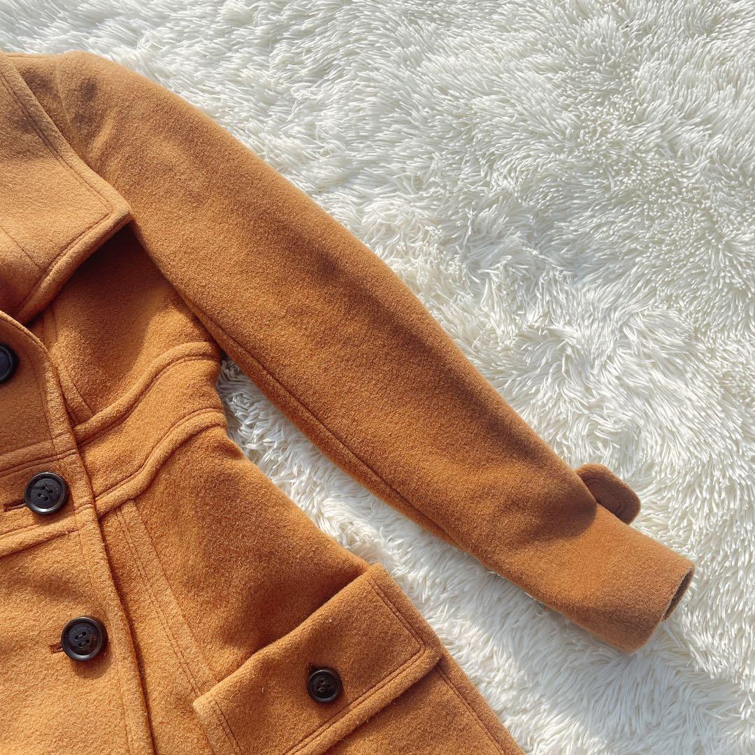 バーバリー ブルーレーベル ロングコート キャメル チェック裏地 ウール混 40