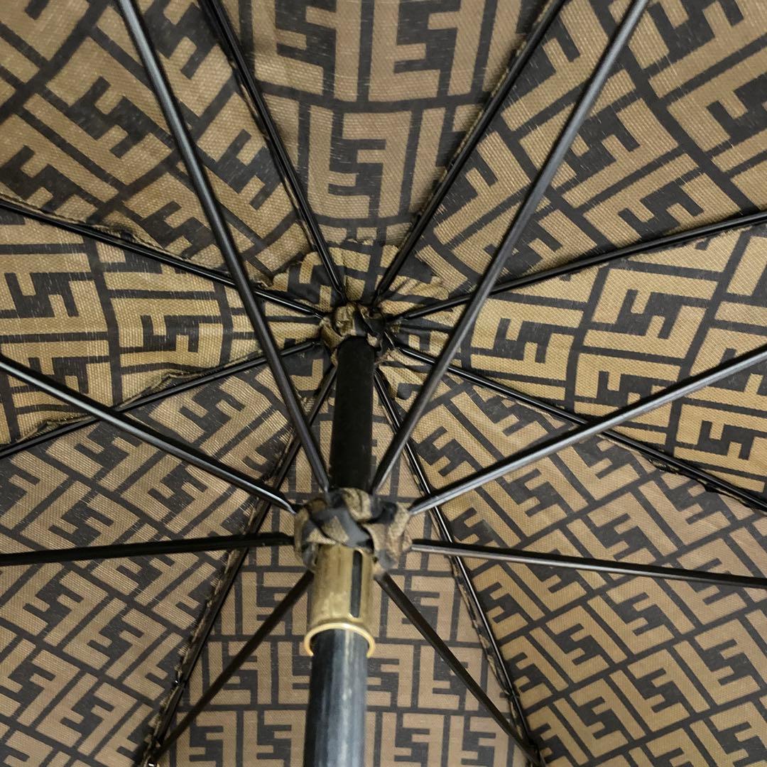 FENDI フェンディ 長傘 ズッカ柄 総柄 ユニセックス 美品 ゴールド