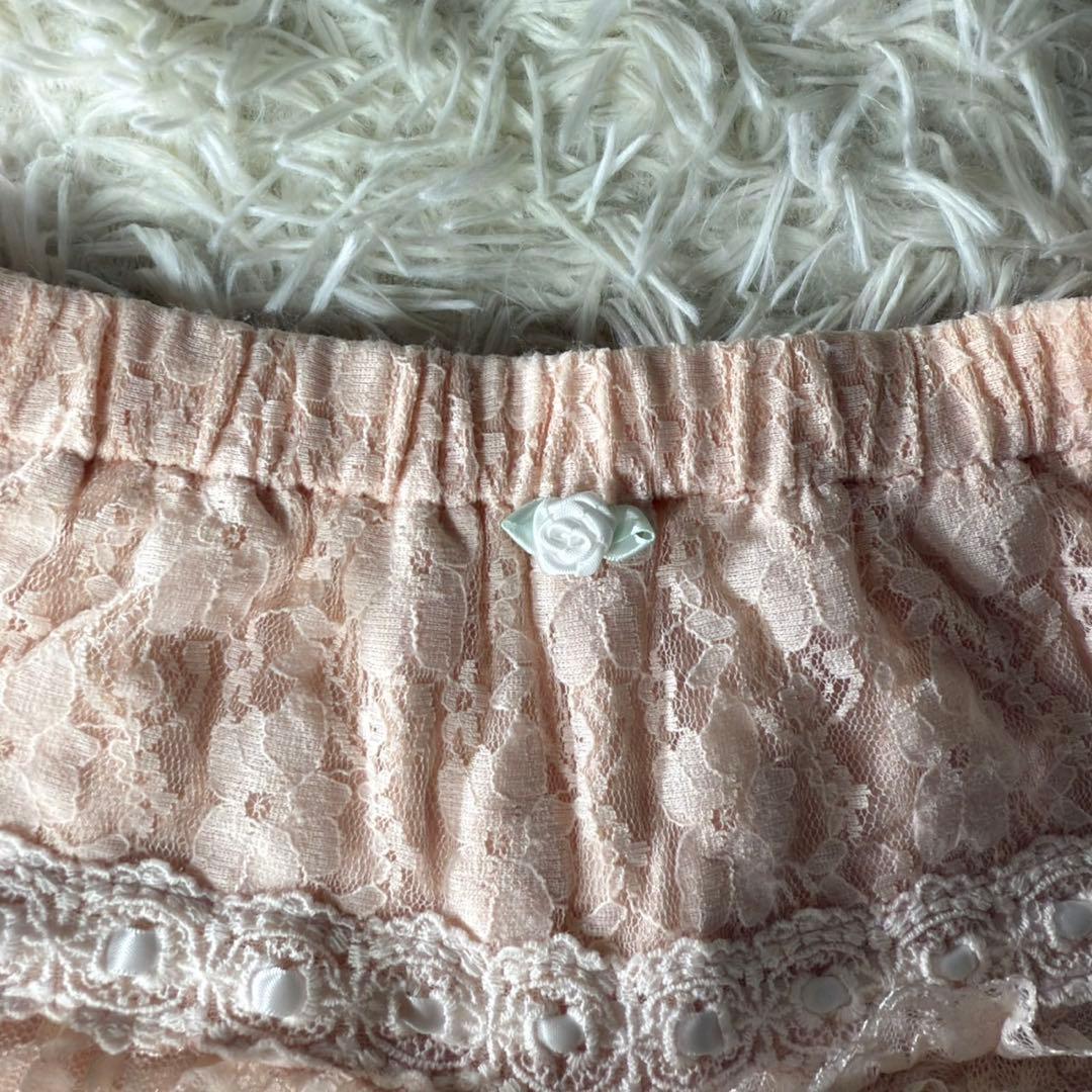 【美品】 ピンク系 レース ショートパンツ レースウエストゴム【0】リズリサ