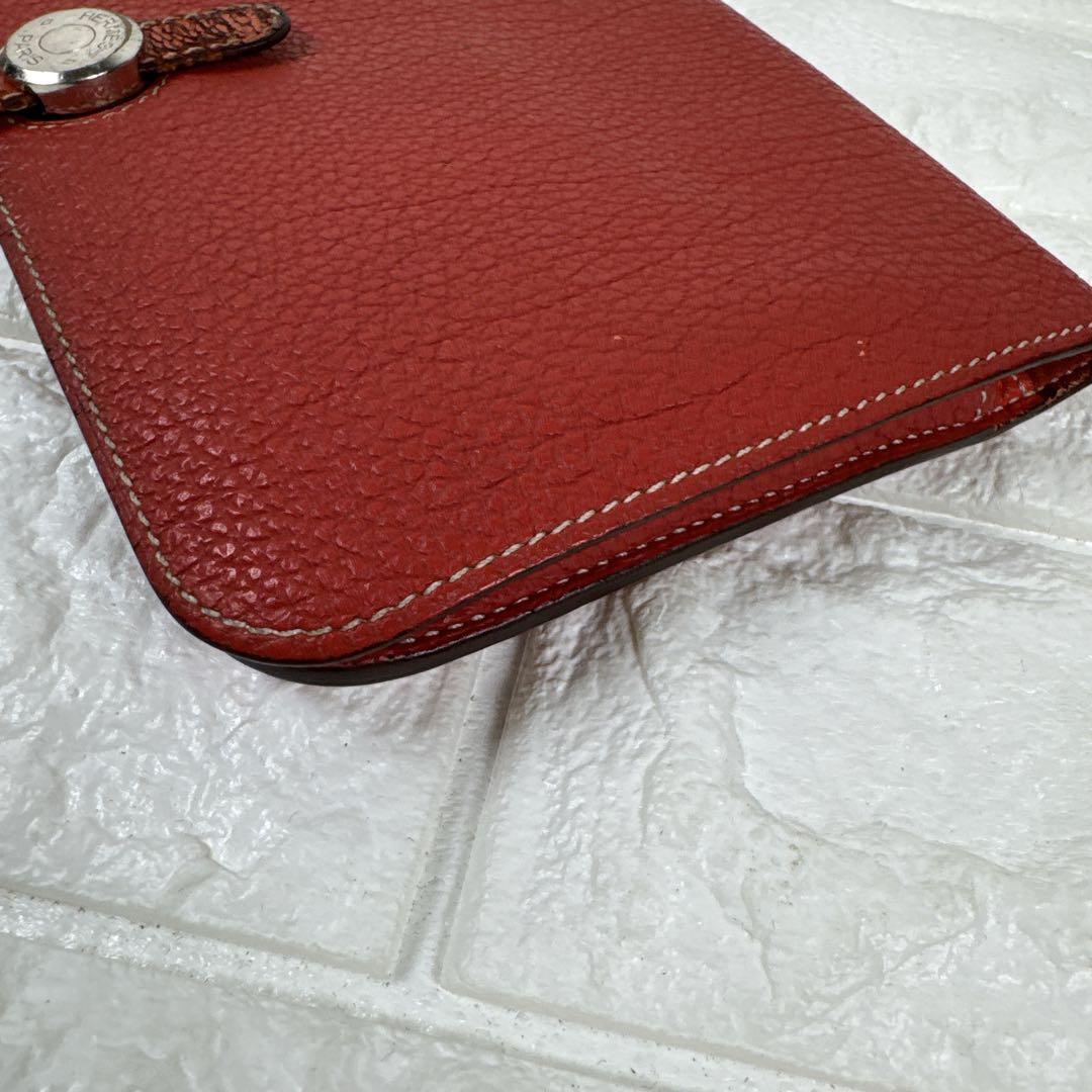 ゆう♤割引、様 HERMES ドゴン GM レッド レザー □Q刻印 エルメス