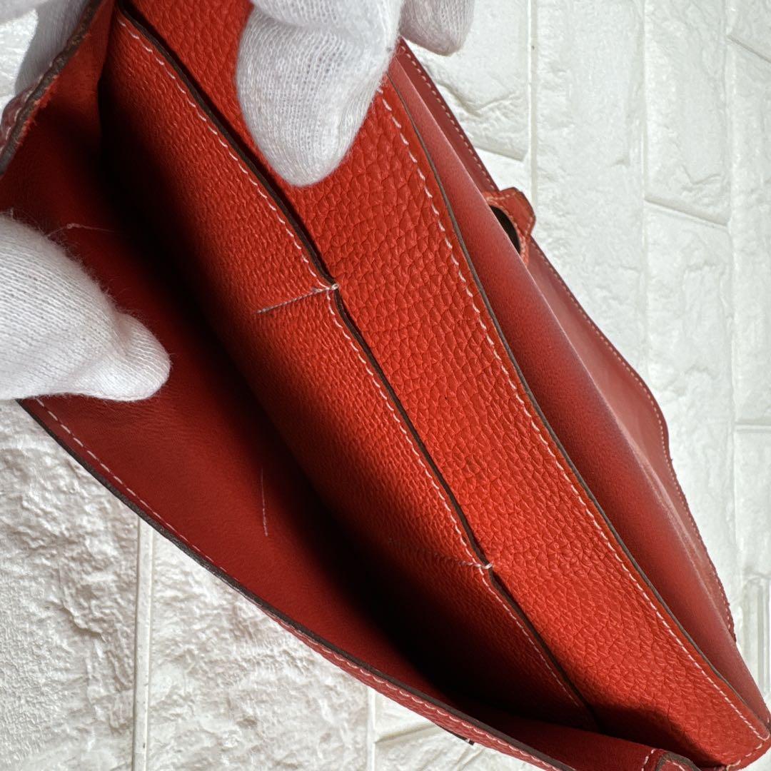 ゆう♤割引、様 HERMES ドゴン GM レッド レザー □Q刻印 エルメス