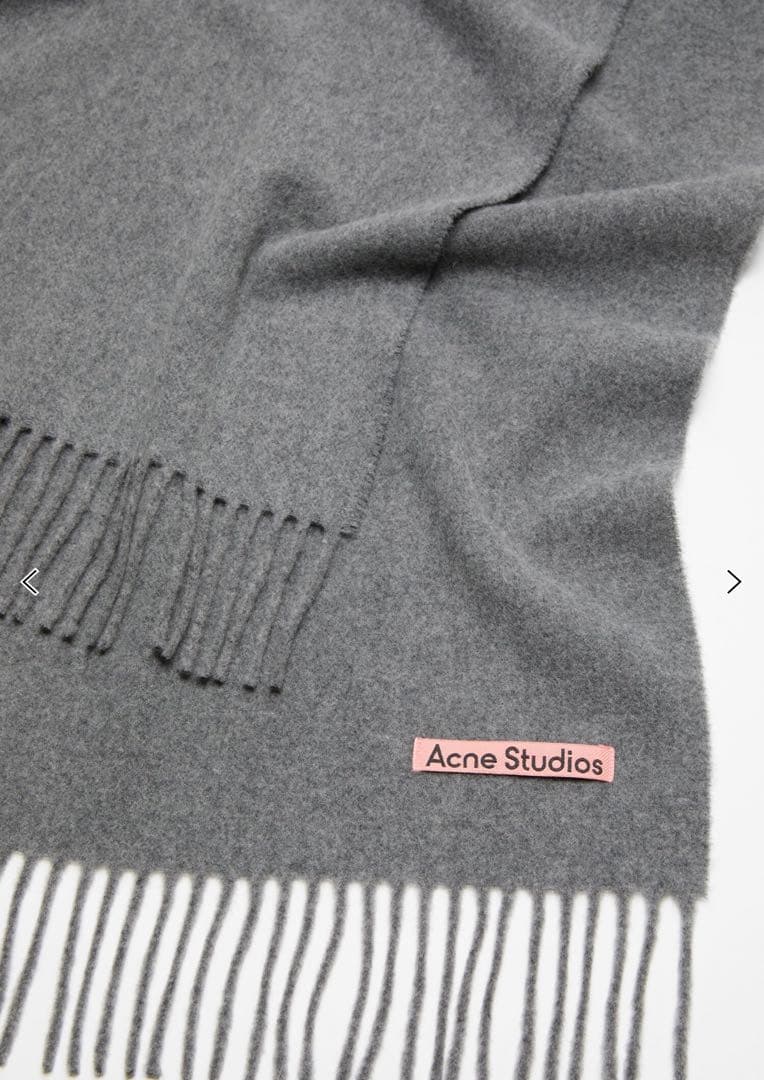 購入明細付きacne studioフリンジウールスカーフ ナロー ライトグレー