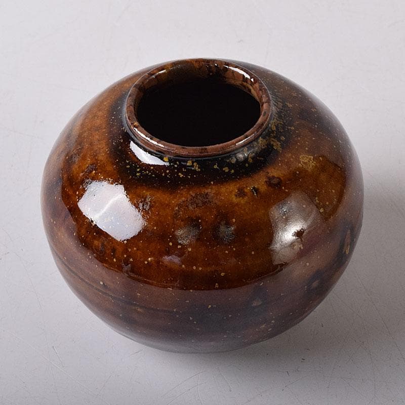 茶道具　石田陶春作　丹波茶入　西陣織宝間道仕覆付　共箱　V　7862