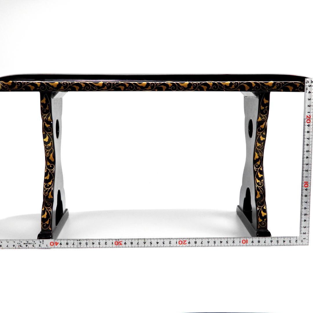 時代物 唐草金蒔絵 脇息 肘置 黒塗 木製