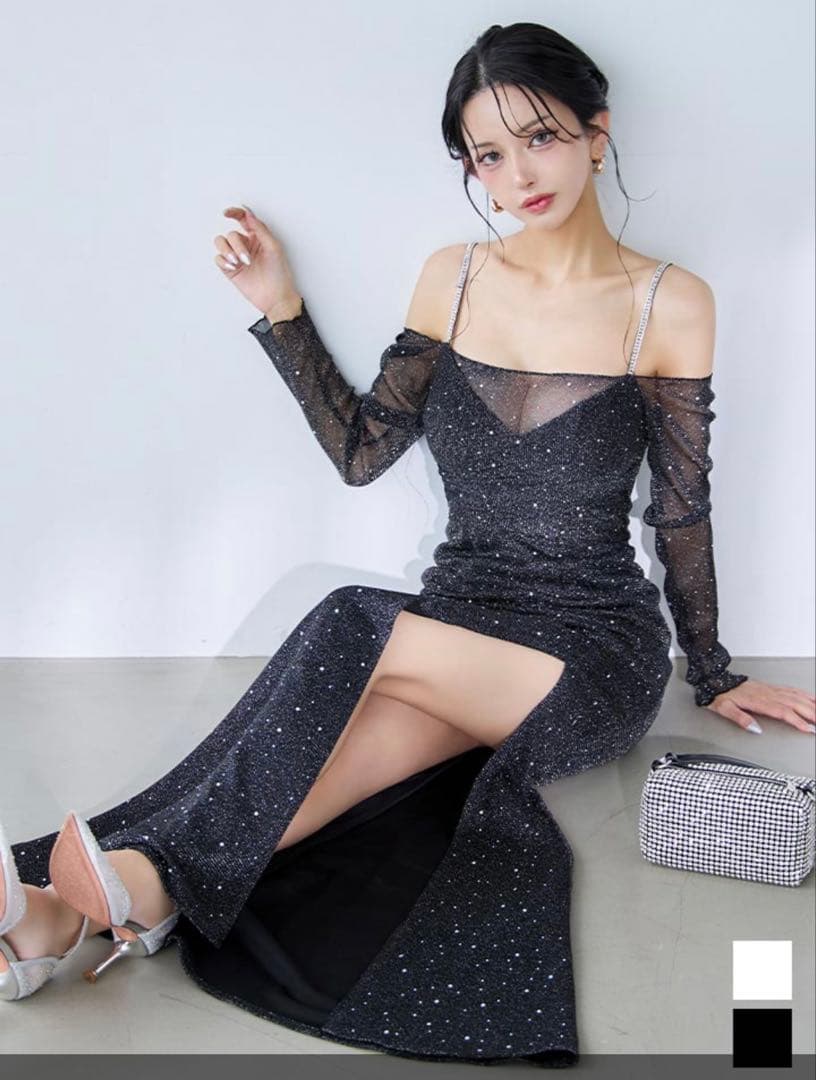 オフショルダー グリッタードレス☆JEWELS