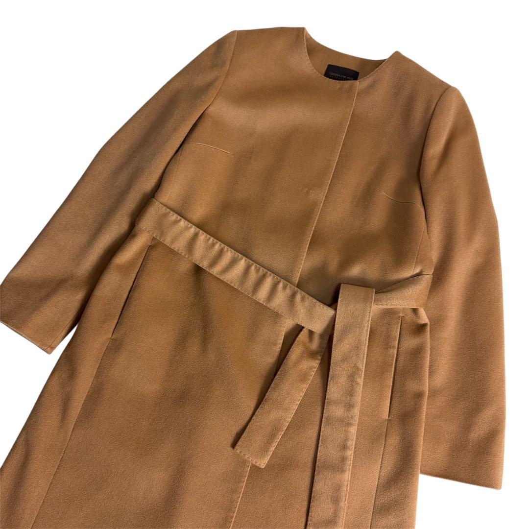 TOMORROWLAND ノーカラーコート カシミヤ100% キャメル