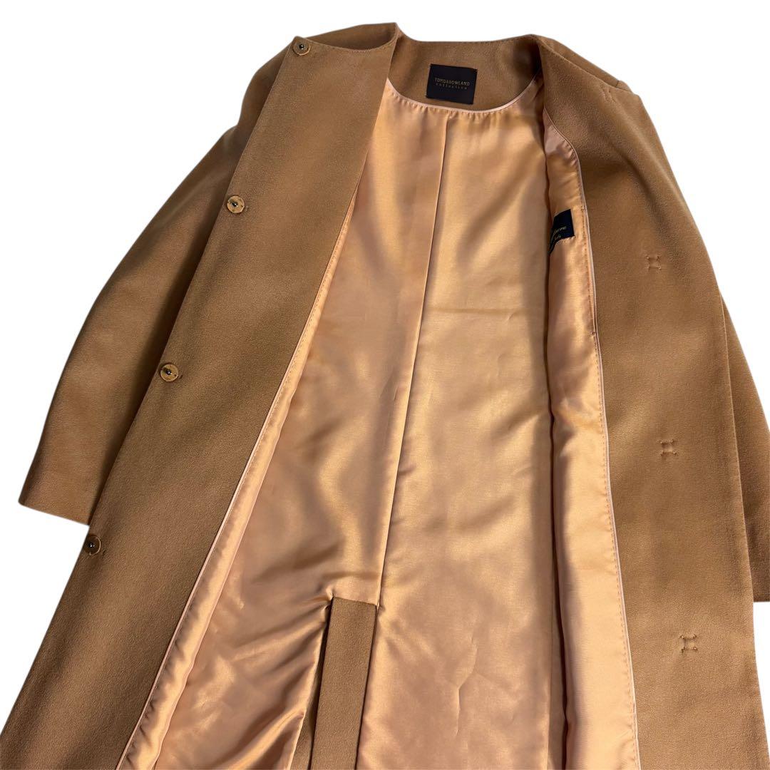 TOMORROWLAND ノーカラーコート カシミヤ100% キャメル