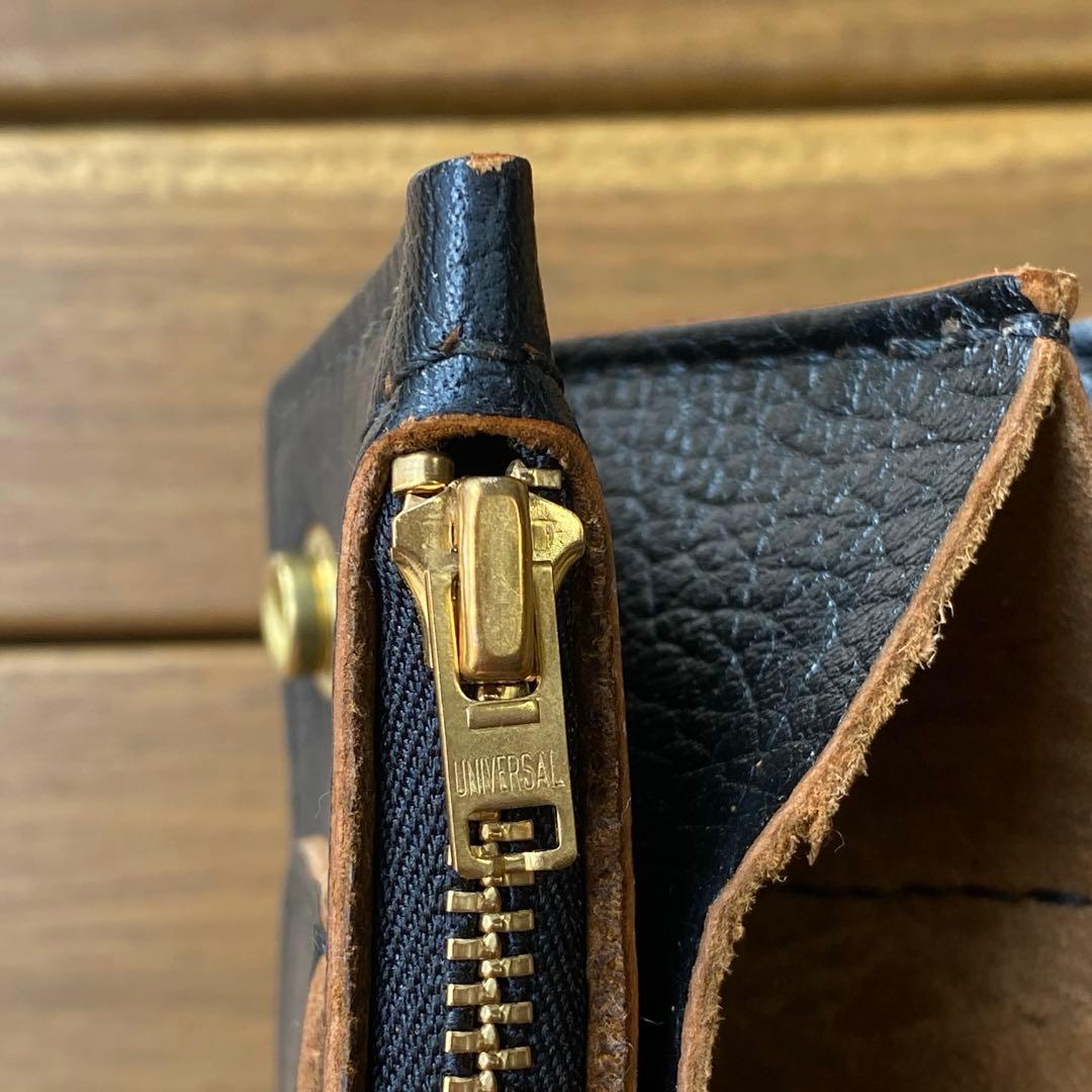 【茶芯・馬革】トラッカーウォレット　３層・ブラック・シボ