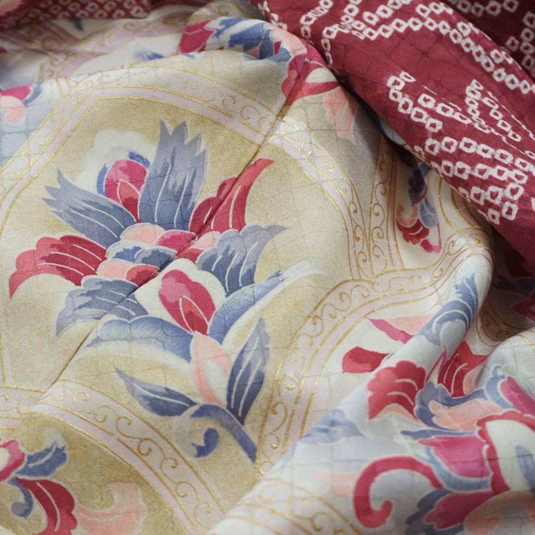 165-170cm　LLサイズ　渋紫　正絹振袖　長じゅばんセット　　a202