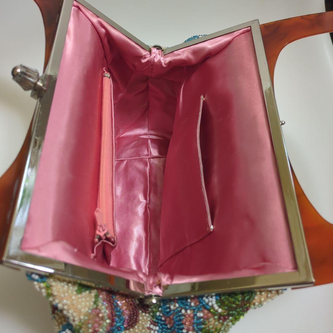 花柄刺繍ビーズバッグ　はしもと