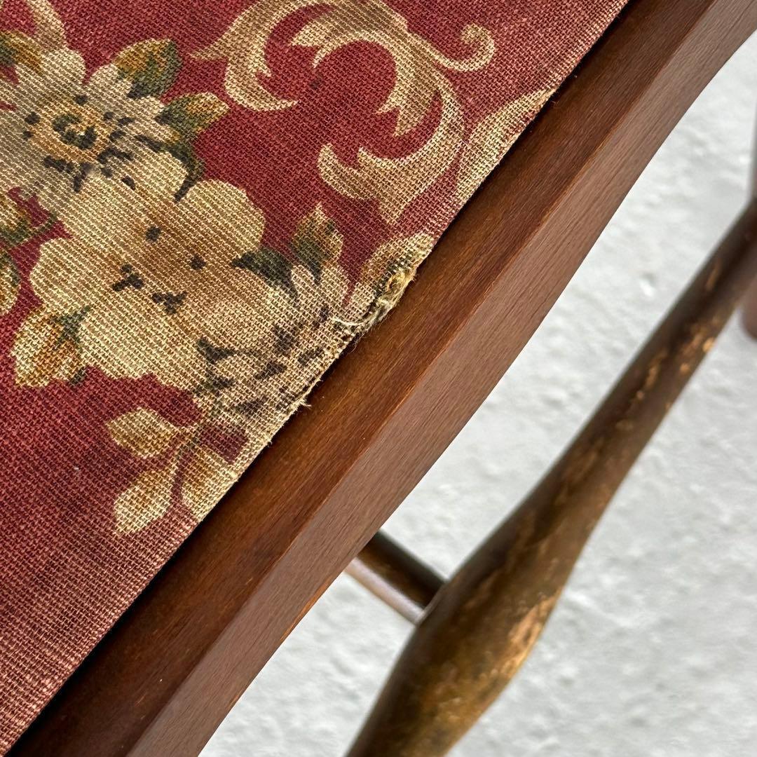 飛騨産業 キツツキ マーク｜ 花柄座面 ラダーバックチェア ｜ 昭和レトロ家具①