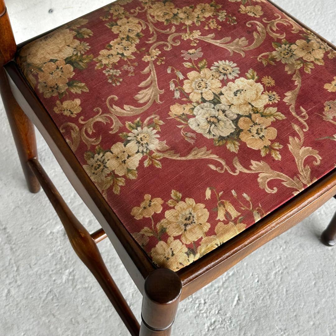 飛騨産業 キツツキ マーク｜ 花柄座面 ラダーバックチェア ｜ 昭和レトロ家具①