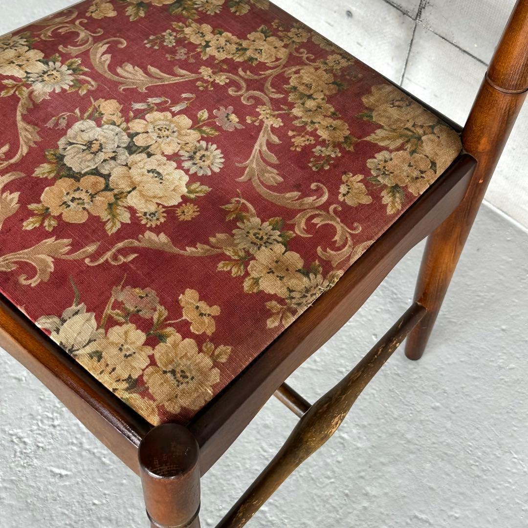 飛騨産業 キツツキ マーク｜ 花柄座面 ラダーバックチェア ｜ 昭和レトロ家具①