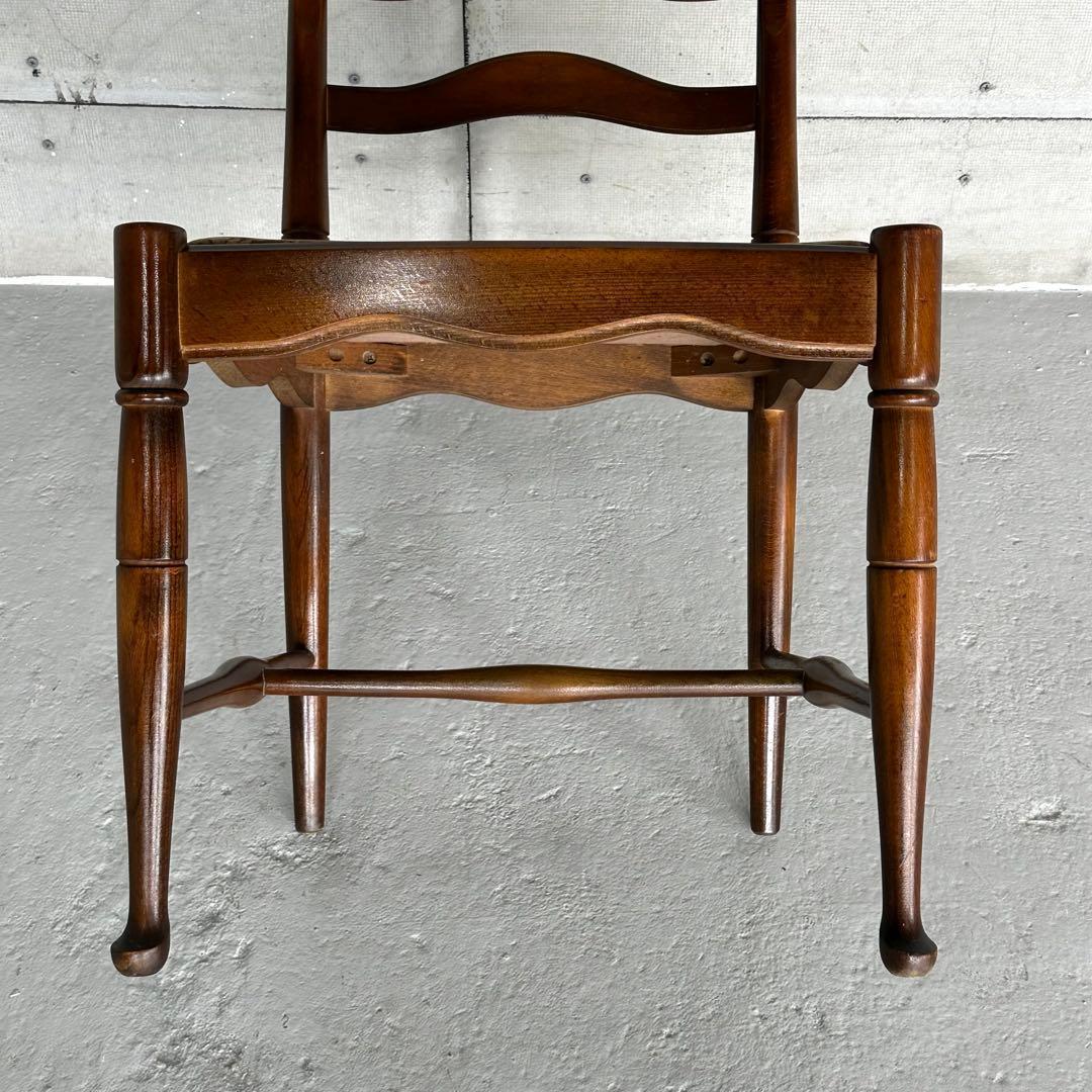 飛騨産業 キツツキ マーク｜ 花柄座面 ラダーバックチェア ｜ 昭和レトロ家具①