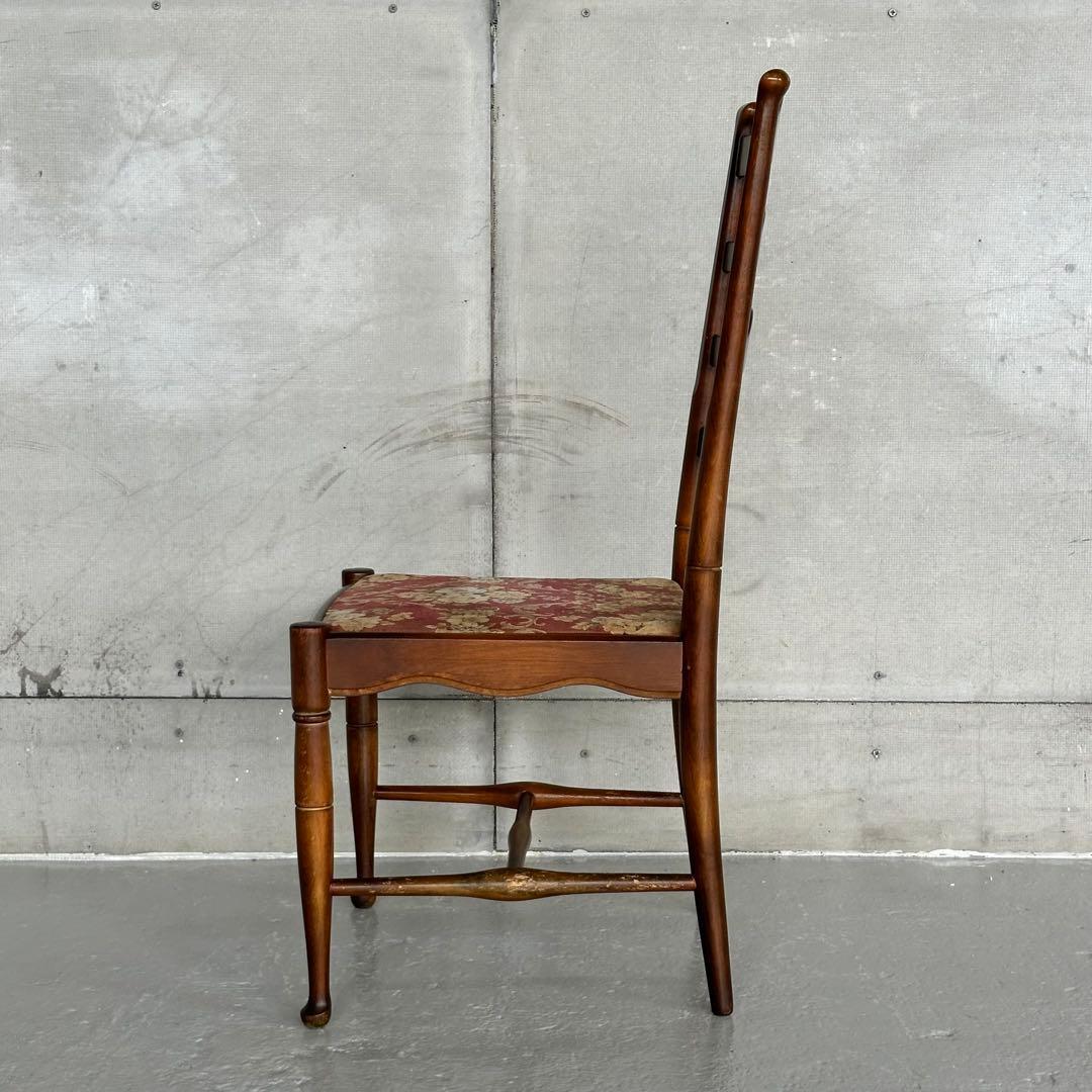 飛騨産業 キツツキ マーク｜ 花柄座面 ラダーバックチェア ｜ 昭和レトロ家具①