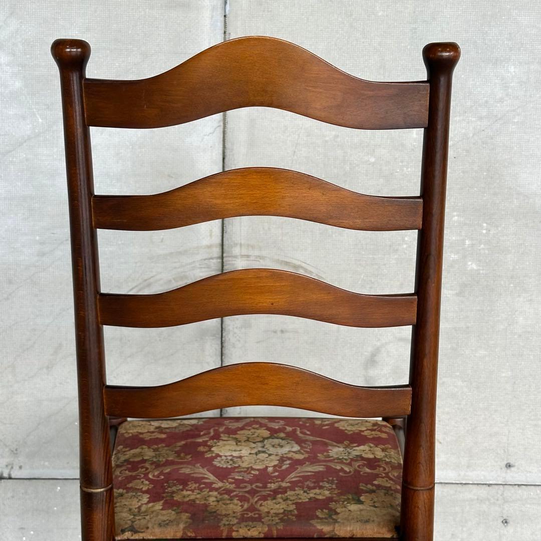 飛騨産業 キツツキ マーク｜ 花柄座面 ラダーバックチェア ｜ 昭和レトロ家具①