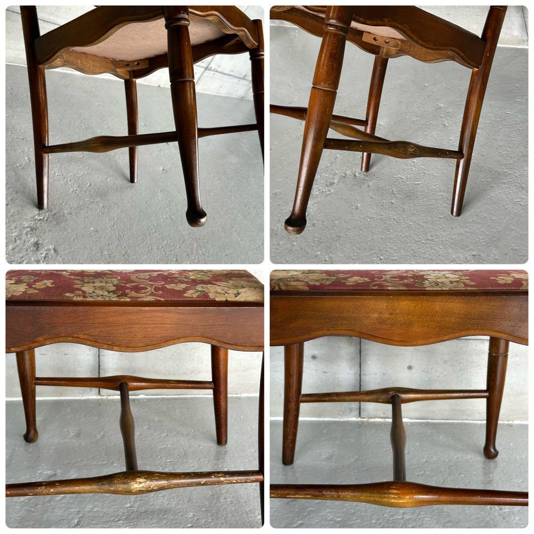 飛騨産業 キツツキ マーク｜ 花柄座面 ラダーバックチェア ｜ 昭和レトロ家具①