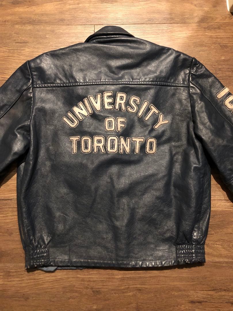 オールレザー スタジャン vintage ネイビー ボロ